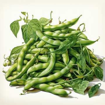 recommend clip art: Watercolor Green bean, clipart Illustration, Generative Ai