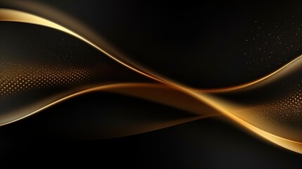 Abstract black and gold background with wavy lines.