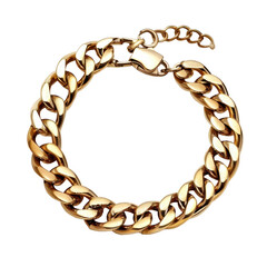 Obraz premium Elegant Gold Bracelet with a Classic Chain Link Design on White Background