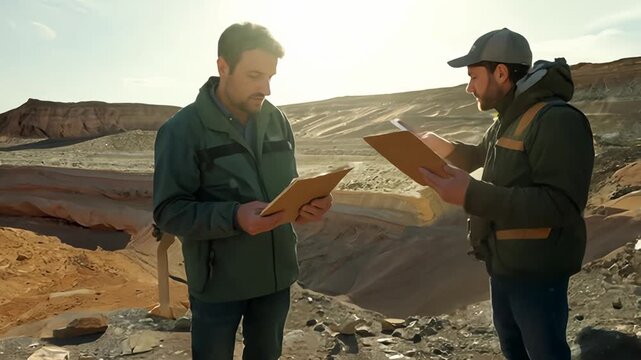Exploring Mineral Deposits in a Remote Canyon During Golden Hour