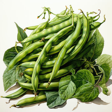recommend clip art: Watercolor Green bean, clipart Illustration, Generative Ai