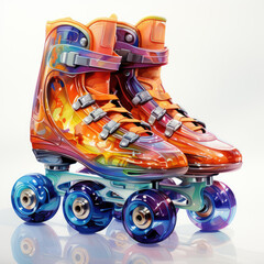 Watercolor Roller Skates, clipart Illustration, Generative Ai