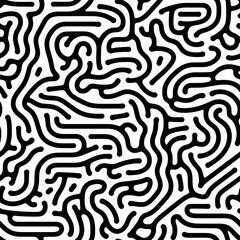 Obraz premium Seamless abstract pattern with curved lines, a maze. Design for fabric, Wallpaper, and cards . Monochrome ornament on a white background.