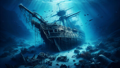 ship in the sea, shipwreck