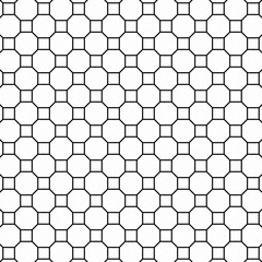 Naklejka premium Seamless geometric pattern consisting of octagonal and square shapes arranged symmetrically and repeating.