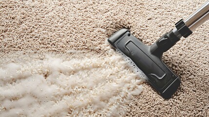 A carpet being professionally cleaned, demonstrating the process and equipment used