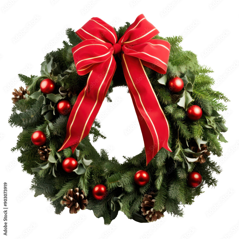 Wall mural PNG Christmas wreath white background illuminated celebration.