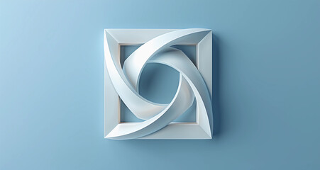 Corporate company Logo, White 3D icon on a pale blue background