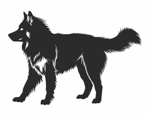 Naklejka premium Husky Silhouette. Siberian Husky Dog in Silhouette Isolated on White Background