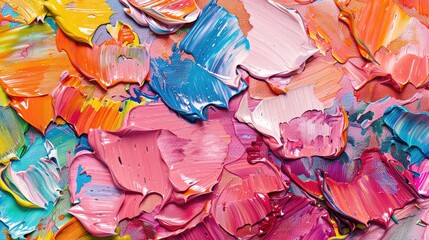 Fototapeta premium Impasto Texture. Traditional Oil Painting with Multicolored Strokes on Canvas