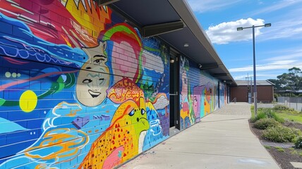 A community mural project focusing on mental health themes, World Mental Health Day