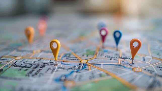 A minimalist digital strategy map with clear, bold markers indicating key goals