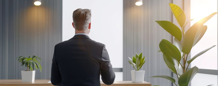 A manager giving a tough speech to employees about upcoming cutbacks, in a factory setting, with copy space, high-resolution photo, hyper realistic