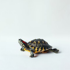 Hyperrealistic full shot natural look vivid color tonality photo of Turtle isolated on a white  