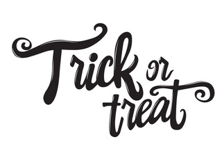 Lettering with a text Trick or Treat. Vector illustration isolated on white background