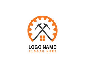 Construction Gear Home Vector Logo Design
