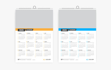 2025 one page calendar design template 