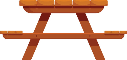 Simple illustration of a wooden picnic table, perfect for representing outdoor dining and recreation