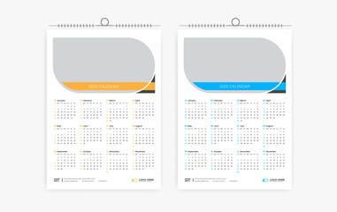 2025 one page calendar design template 