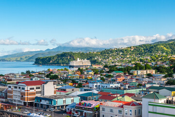 Roseau, capital city of Dominica, Caribbean.