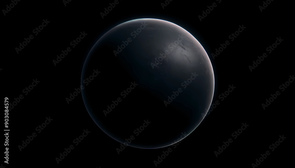 Wall mural hyper-realistic cinematic image of a black planet in complete darkness