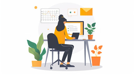 Individual engaged in creating a graphic-rich presentation in a home office environment