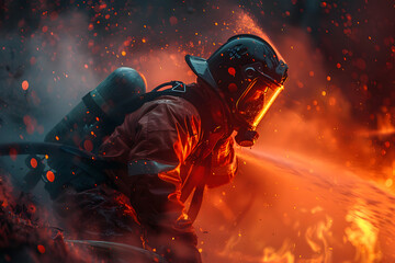 firefighter putting out a fire
