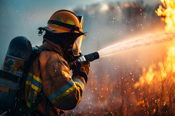 firefighter putting out a fire