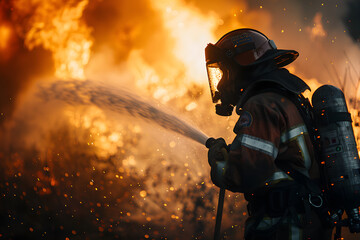 firefighter putting out a fire