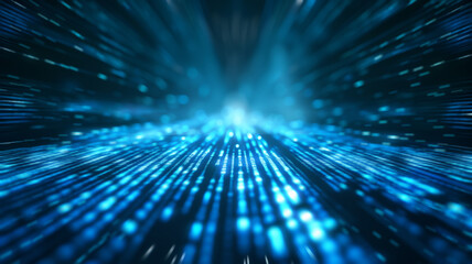 Fototapeta premium Abstract digital background with binary code streams in a futuristic setting, showcasing technology and data flow.