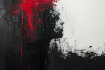 a face emerging from blackness