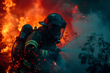 firefighter putting out a fire