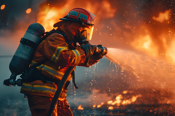 firefighter putting out a fire