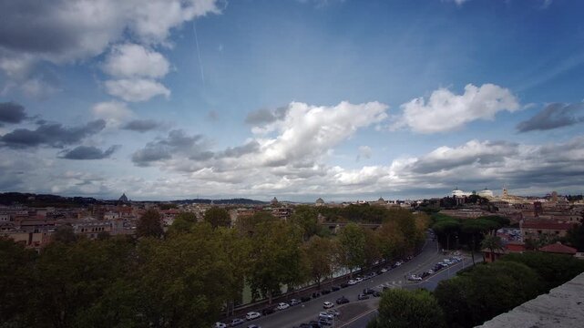 Orange Garden on the Aventine Hill in Rome panorama of the city. High quality 4k footage