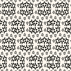 Obraz premium Simple minimalist geometric seamless pattern. Abstract monochrome minimal background with small floral shapes. Subtle repeat design for decor, print.