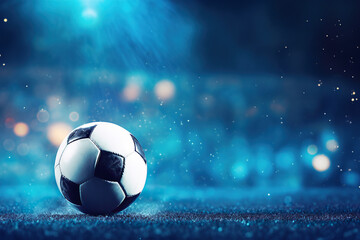 Naklejka premium generated illustration of soccer ball against a bokeh background