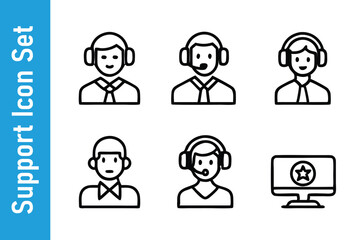 Support Icon Set with editable outline