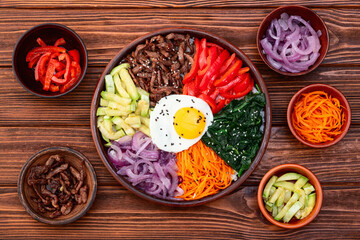 Bibimbap traditional korean food . Asian cooking photography