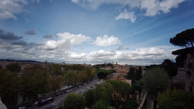 Orange Garden on the Aventine Hill in Rome panorama of the city. High quality 4k footage