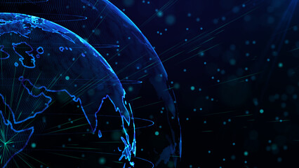 Digital blue planet of Earth, 3D animation