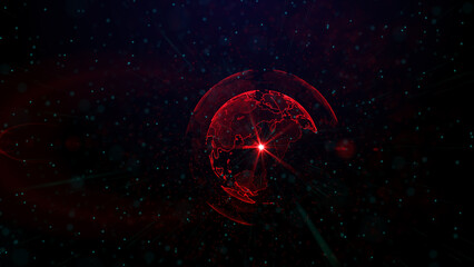 Digital red planet of Earth, 3D animation
