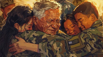 military hugs with relatives