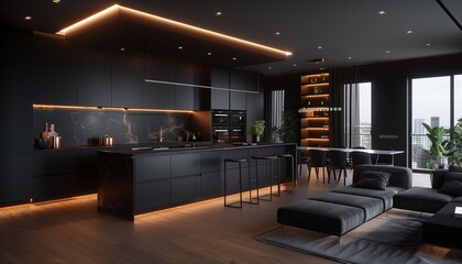 Ultra-Modern Spacious Black Kitchen