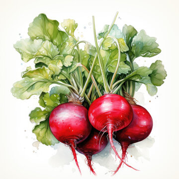 recommend clip art: Watercolor Radish, clipart Illustration, Generative Ai