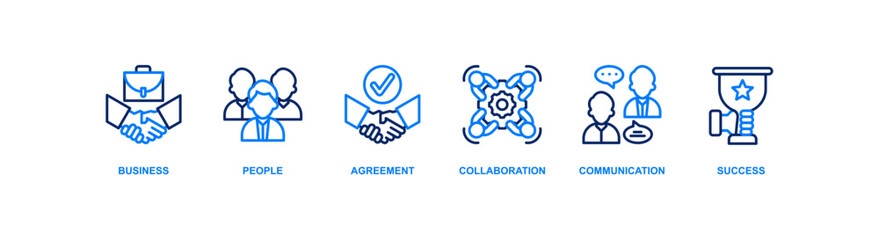 Business people banner web icon vector illustration concept with icon of business, people, agreement, collaboration, communication and success