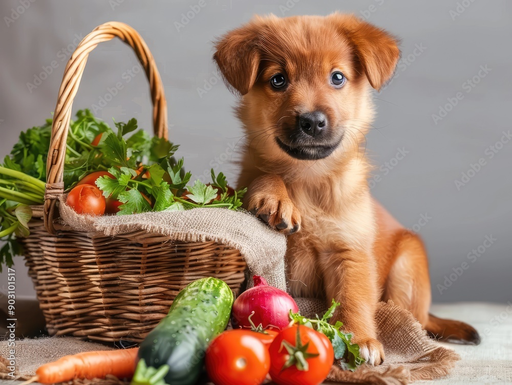 Wall mural dog in basket