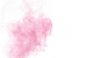 Pink Powder Explosion on White Background