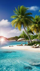 beach with palm trees