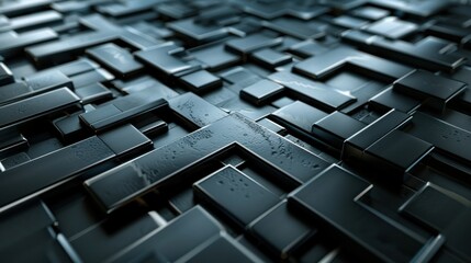 A futuristic geometric background with a complex pattern of interlocking shapes and lines in metallic shades, giving a sense of modernity and technological advancement