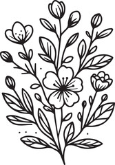 Doodle flower bouquet of line art, lovely design
Easy sketch art of Spring flowers, line art bouquets of floral hand-drawn illustrations, doodle zentangle, tattooing drawing coloring page